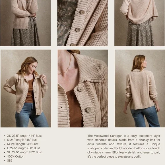 Women's Neuflora Westlock Cream Cardigan Sweater XS - Picture 4 of 9